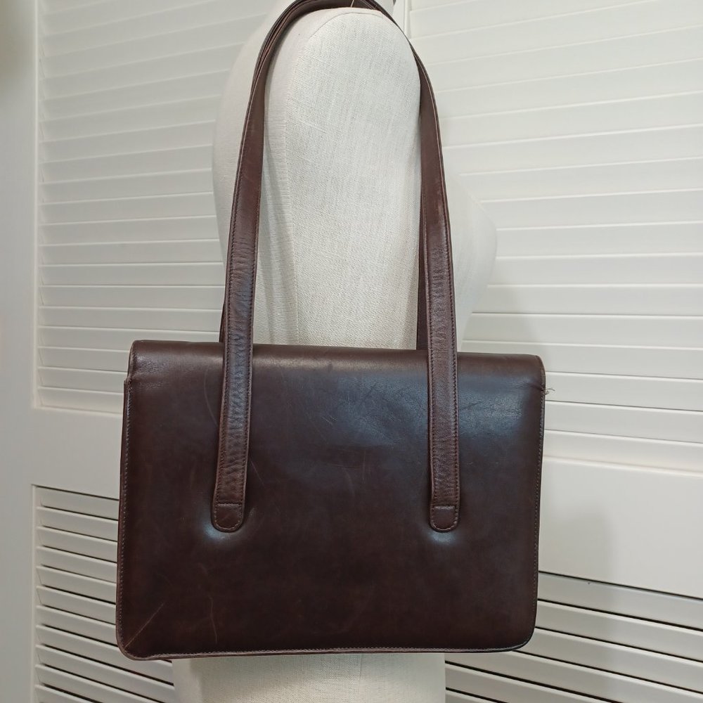 Johnny Farah Vintage Brown Leather Shoulder Bag - Picture 3 of 13
